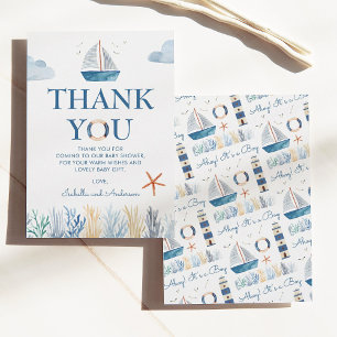 Thank You Sailboat Nautical Baby Shower Card