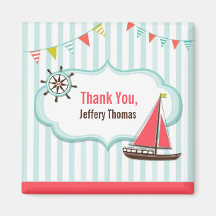 Thank You Sailing Boat Birthday Magnet