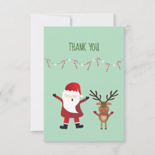 Thank You Santa Claus Reindeer Candy Canes Card