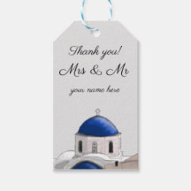 Thank you Santorini Blue Dome gift tag