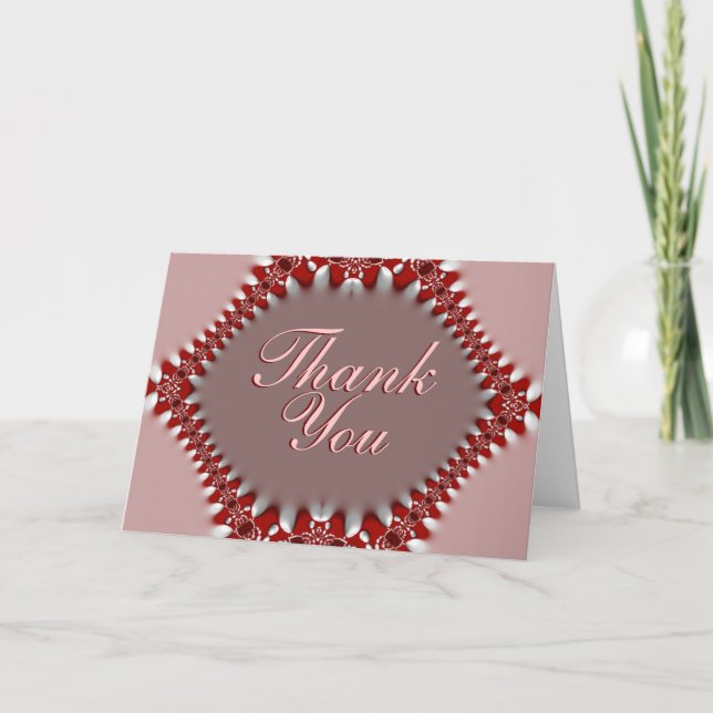 Thank You Satin+Lace Red Pink Card (Front)