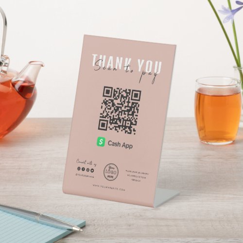 Thank you Scan to Pay Logo QR Code Cash App Pink Pedestal Sign