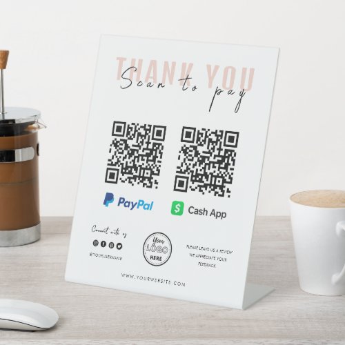 Thank you Scan to Pay Logo QR Code Payment Pedestal Sign