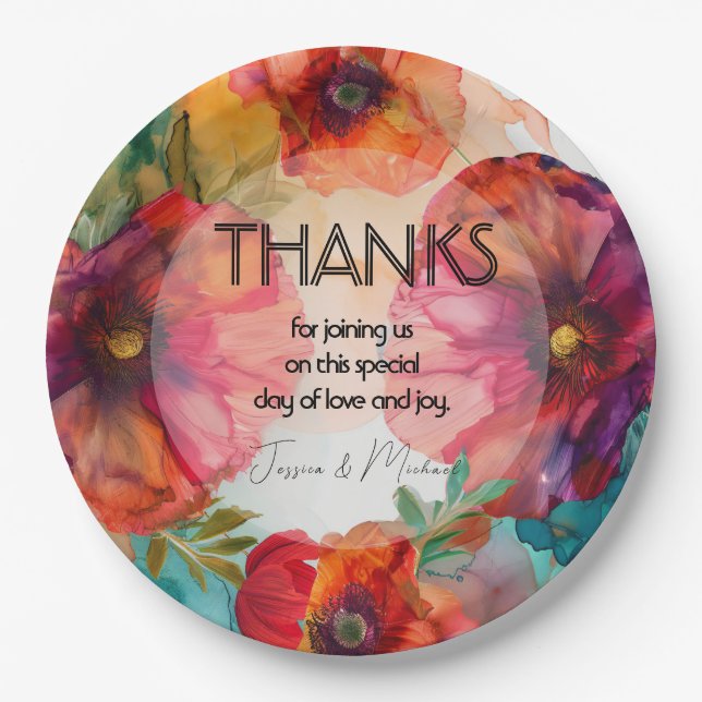 Thank you Scarlet Petal Elegance  Paper Plates (Front)