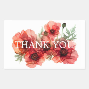 Thank You  Scarlet Petal Elegance  Rectangular Sticker