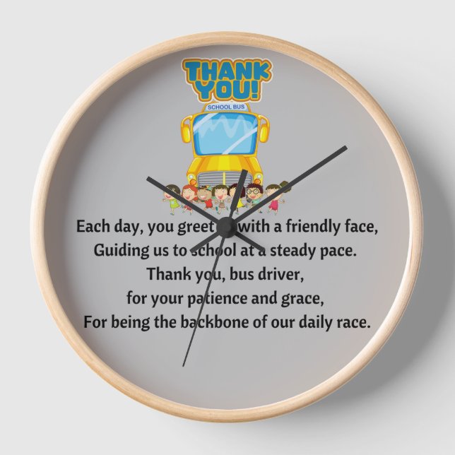 Thank You, School Bus Driver.  Clock (Front)