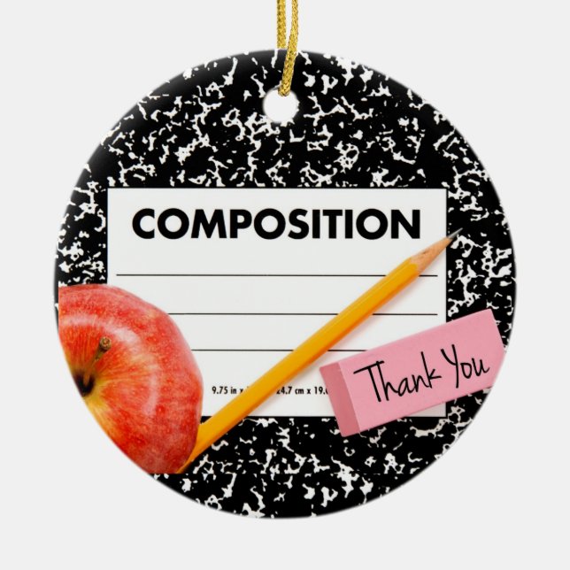 Thank You School Theme Ceramic Ornament (Front)