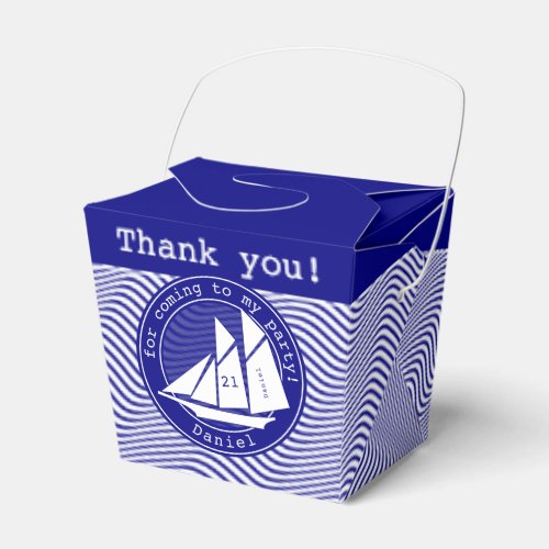 Thank You _ Schooner on Navy Waves Nautical Party Favor Boxes