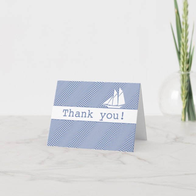 Thank You - Schooner on Quirky Blue Waves (Front)