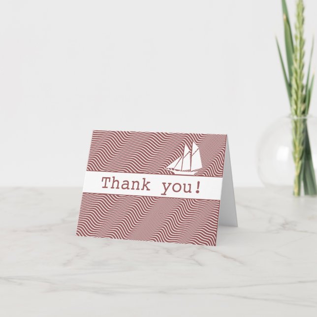 Thank You - Schooner on Quirky Red Waves (Front)
