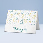 Thank you science card with laboratory items<br><div class="desc">Thank you greeting cards with a pattern of laboratory equipment in blue and yellow colors. You can personalize the text with your own information. Click on customize further to change the font, its size or color. More products with this pattern can be found in my store. Designed by Patricia Alvarez....</div>
