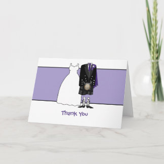 Thank You Scottish Wedding Bride & Groom - purple Card