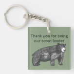 Thank You Scout Leader Artistic Black Bear Keychain