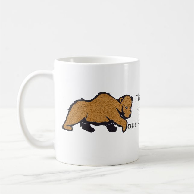 Thank You Scout Leader Artistic Brown Bear Coffee Mug (Left)