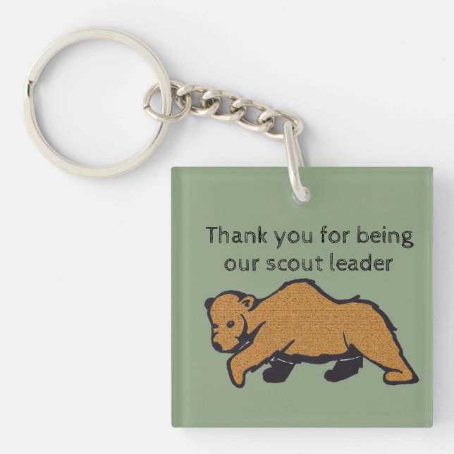 Thank You Scout Leader Brown Bear Scouting Keychain (Front)