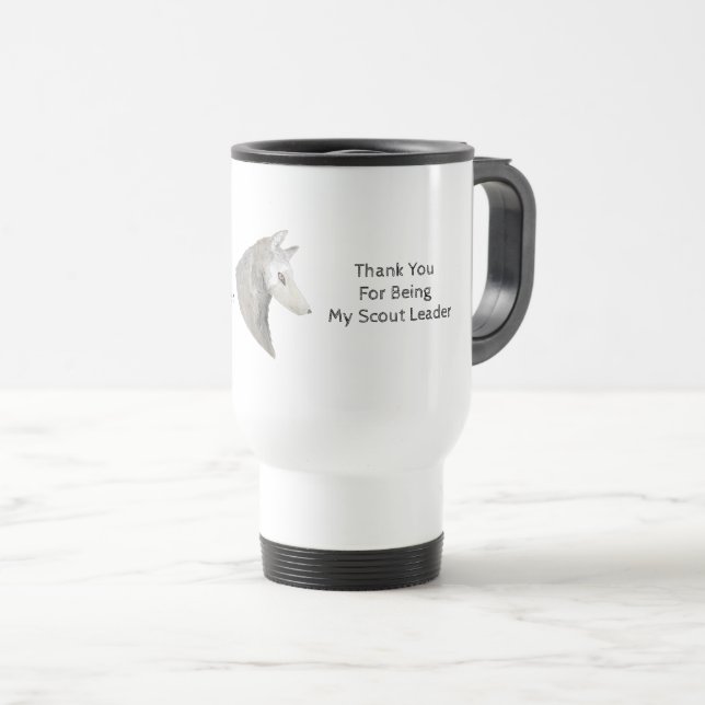 Thank You Scout Leader Grey Wolf Appreciation Travel Mug (Front Right)