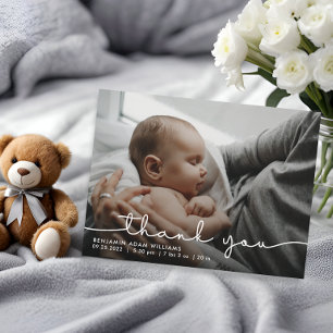 Thank You Script Baby Birth Announcement Postcard
