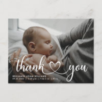 Thank You Script Baby Birth Announcement Postcard