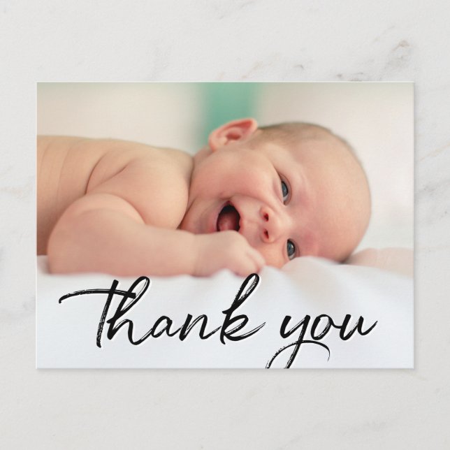 Thank you Script Baby Photo Birth Announcement (Front)