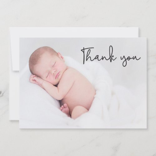 Thank You Script Baby Photo Birth Announcement