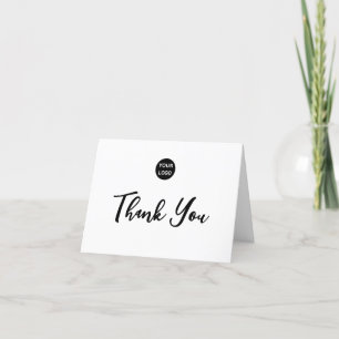 Thank You Script Black and White Business Logo Card