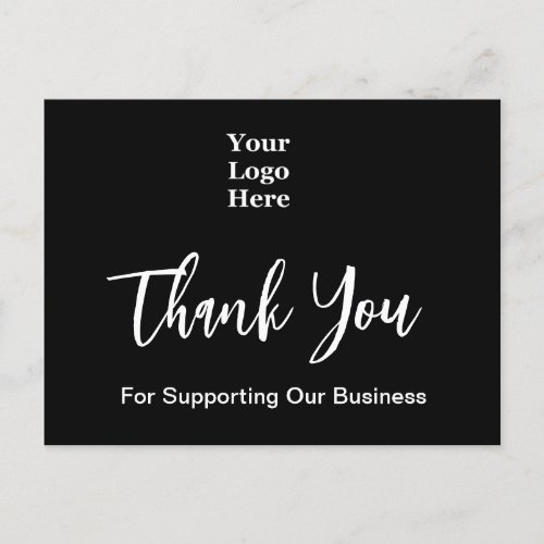 Thank You Script Black and White Business Logo Postcard