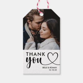 Thank You Script Black & White Photo Wedding Gift Gift Tags