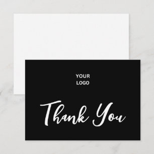 Thank You Script Blank on Back Business Logo Black Card
