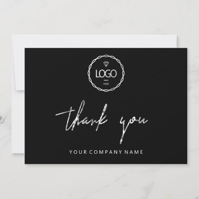 Thank You Script Business  Insert Card Logo Black (Front)
