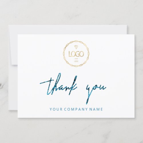 Thank You Script Business  Insert Card Logo Blue 