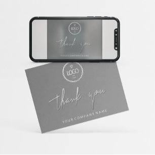 Thank You Script Business Insert Card Logo Gray