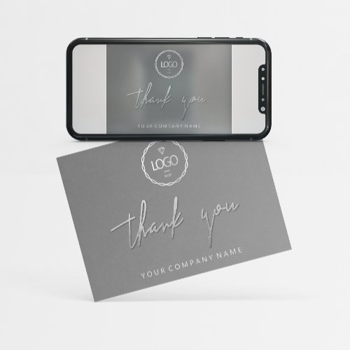 Thank You Script Business  Insert Card Logo Gray