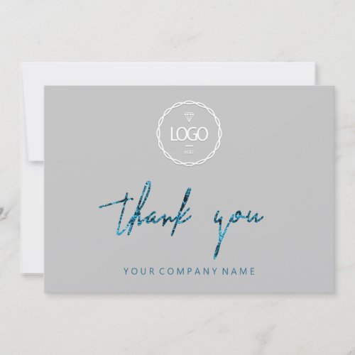 Thank You Script Business  Insert  Logo Blue Gray Invitation