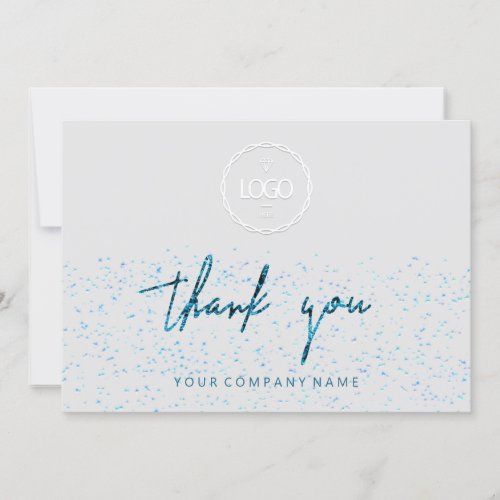 Thank You Script Business  Insert  Logo Blue Grey Invitation