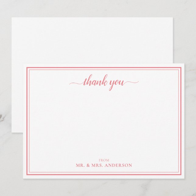 Thank You Script Calligraphy Wedding  Note Card (Front/Back)