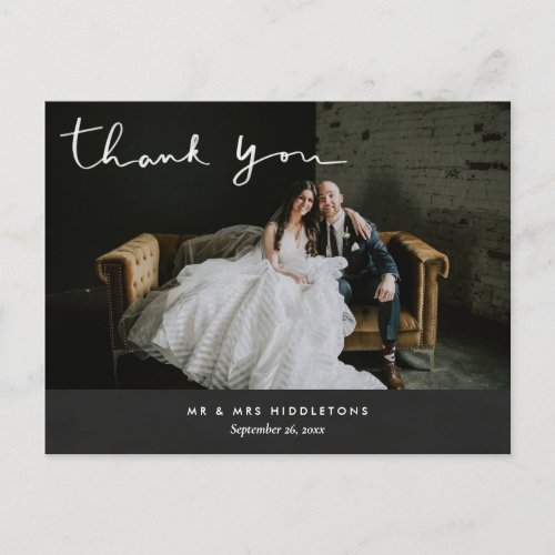 Thank You Script  Chalkboard Vintage Wedding  Postcard