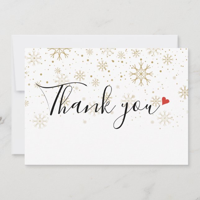 Thank You Script Christmas Holiday Snowflakes Card (Front)