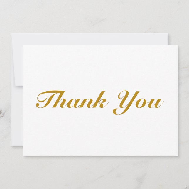 Thank You script dark gold white elegant note card (Front)