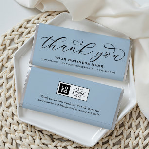 Thank You Script Dusty Blue Business Hershey Bar Favors