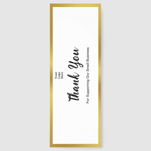 Thank You Script Elegant Black White Gold Business Bookmarks (Front)