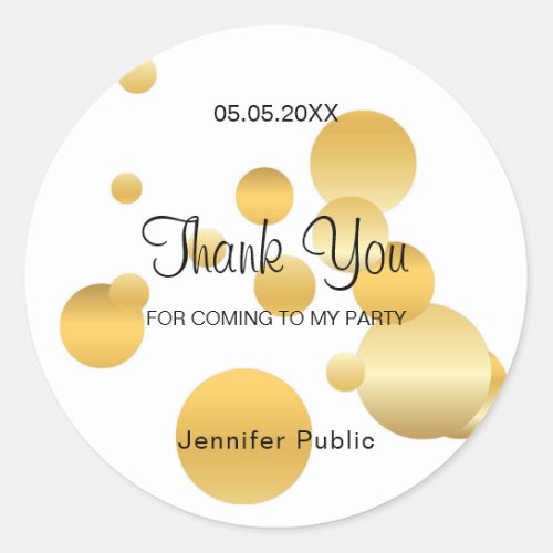 Thank You Script Faux Gold Confetti Template Classic Round Sticker