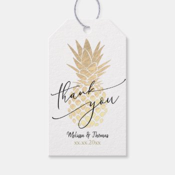 Thank You Script  Faux Gold Foil Pineapple Gift Tags by paesaggi at Zazzle