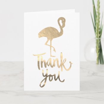 Thank You Script Gold Flamingo by paesaggi at Zazzle