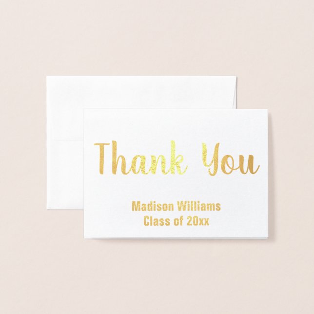 Thank You Script Graduate Name Gold Foil Card (Front With Envelope)