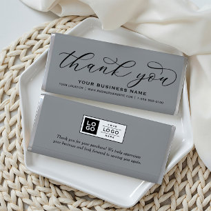Thank You Script Gray Small Business Hershey Bar Favors
