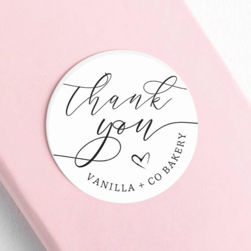 Thank You Script Heart Baked Goods Bakery Business Classic Round Sticker