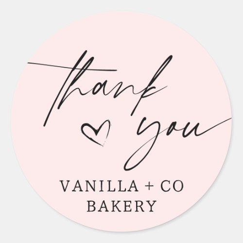 Thank You Script Heart Baked Goods Bakery Business Classic Round Sticker