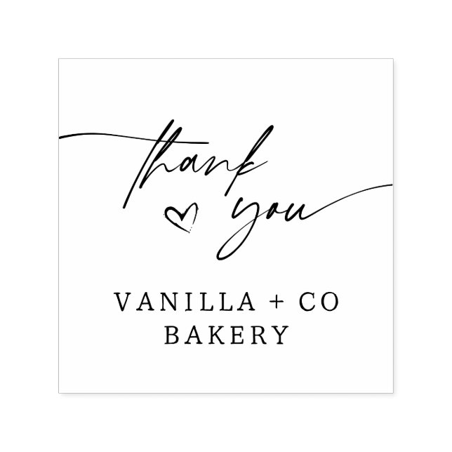 Thank You Script Heart Baked Goods Bakery Business Self-inking Stamp (Design)
