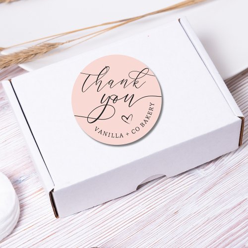 Thank You Script Heart Baked Goods Business  Pink Classic Round Sticker