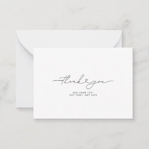 Thank You Script Heart Elegant 3,5"X2.5" Note Card